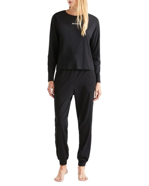 Benetton Black T-shirt M/l 30963m04s Pajama Top