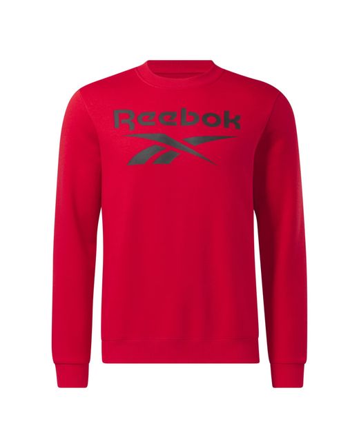 Reebok Red Identity Fleece Stacked Logo Crewneck Sweatshirt for men