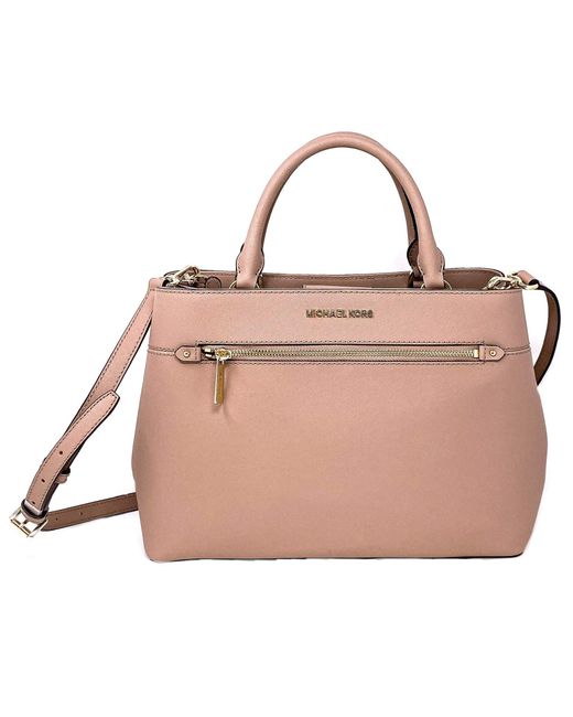 Michael Kors Pink Hailee Large Leather Satchel With Sling