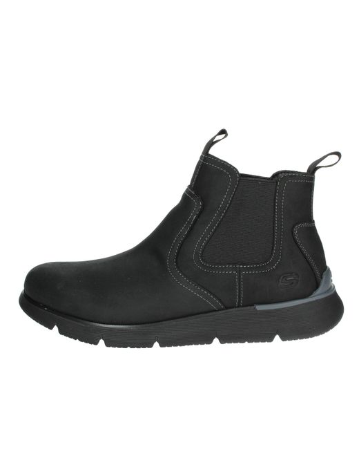 Skechers Paulo S Black Leather Arch Support Pull On Ankle for Men Lyst UK