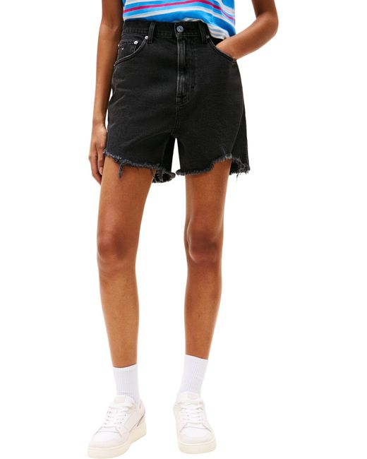 Donna Pantaloncini in Jeans Mom Vita Alta di Tommy Hilfiger in Black
