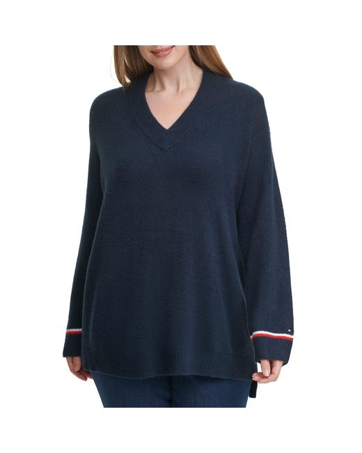 Tommy Hilfiger Blue Plus Soft V-neck Long Sleeve Sweater