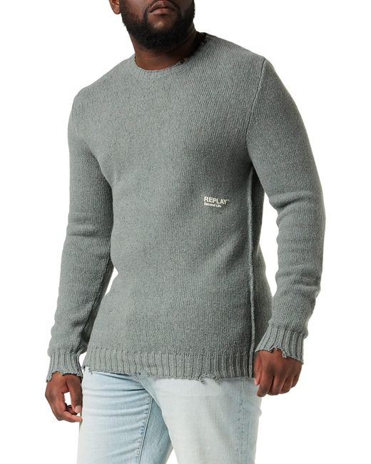Replay Gray Uk8252 Pullover Sweater for men