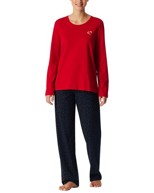 Schiesser Red Schlafanzug Set lang weiche Baumwolle - Nightwear