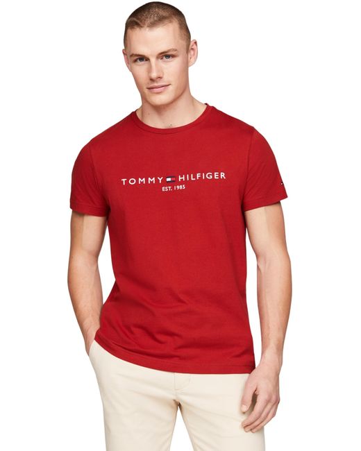 Tommy Hilfiger Red Tommy Logo Tee S/s T-shirt for men