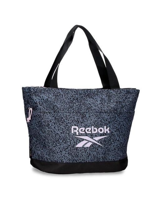 Reebok Blue Leopard Tote Bag Black 38x33x15cm Polyester By Joumma Bags