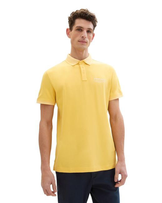 Tom Tailor Basic Piqué Poloshirt mit Logo-Print in Yellow für Herren