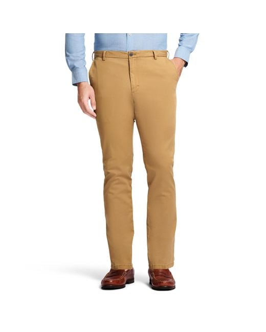 Izod Natural Saltwater Stretch Flat-front Chino Pants for men