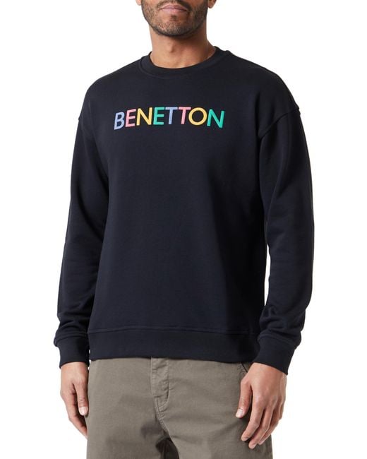 Benetton Blue Jersey G/c M/l 3j68u100f Sweatshirt for men