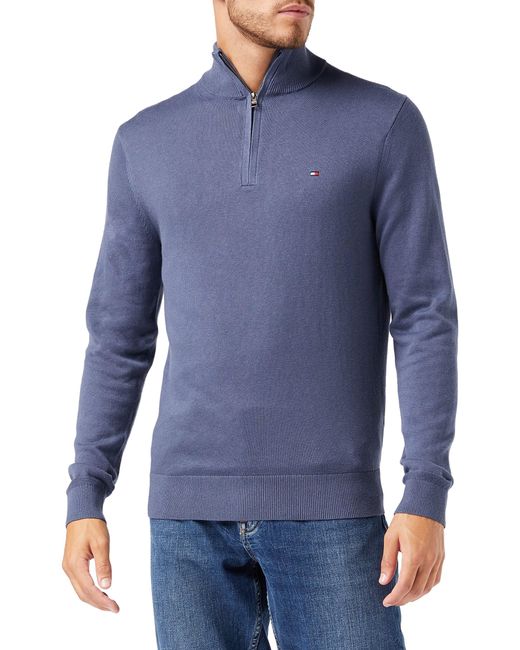 Tommy Hilfiger Blue Pimactn Cashmere Zip Mock Sweater for men