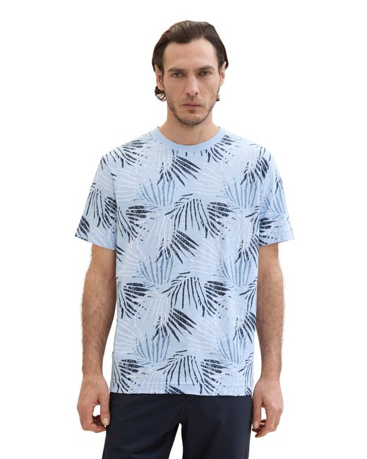 Tom Tailor Basic T-Shirt mit Allover-Print in Blue für Herren