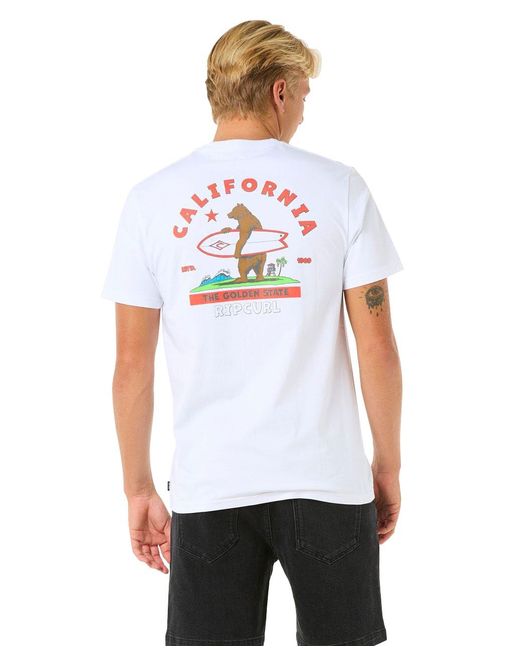 Rip Curl White Graphic Short Sleeve Crew Neck T-shirt for men
