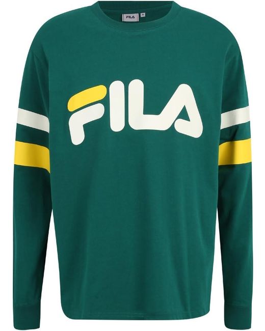 Luohe Felpa Oversize Crew Maglietta a iche Lunghe di Fila in Green da Uomo