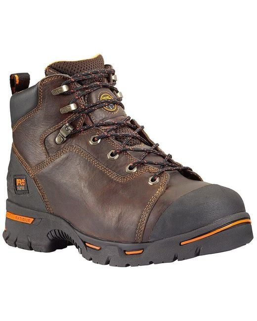 Timberland Brown Endurance 6 Inch Steel Safety Toe Puncture Resistant Industrial Work Boot for men