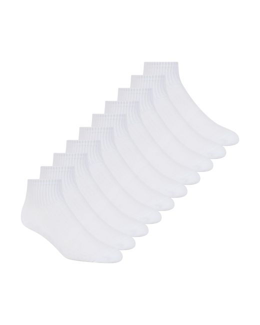 Skechers White 10 Pack Quarter Crew Socks