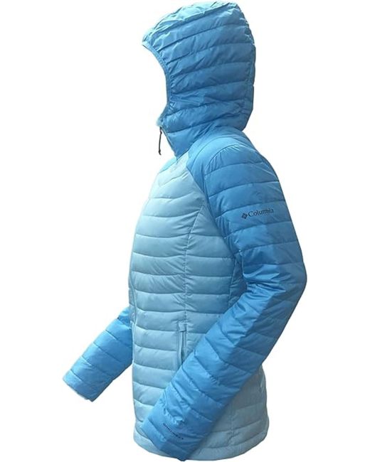 Columbia Blue White Out Ll Omni Heat Hooded Jacket Puffer