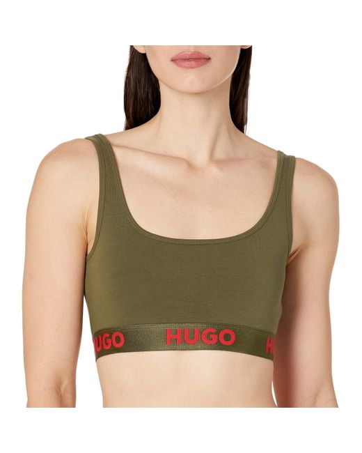 HUGO Green Bold Logo Cotton Stretch Bralette Bra