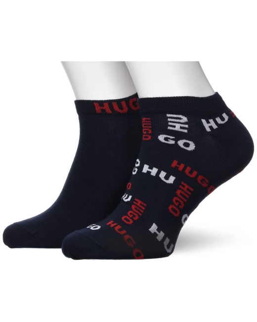 HUGO Blue 2p As Logo Allover Cc Ankle Socks for men