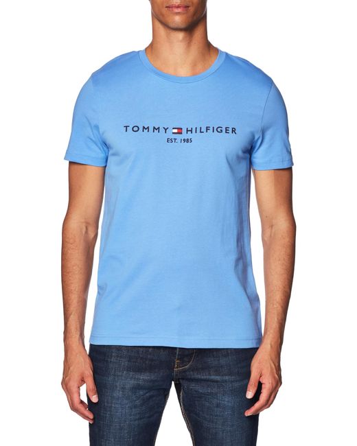 Tommy Hilfiger Blue Tommy Logo Tee Mw0mw11797 S/s T-shirts for men