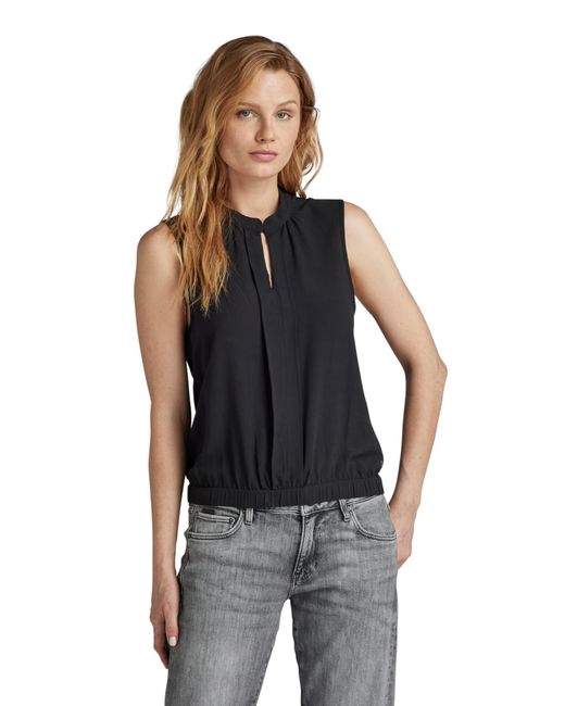 G-Star RAW Black Stand Up Collar Top