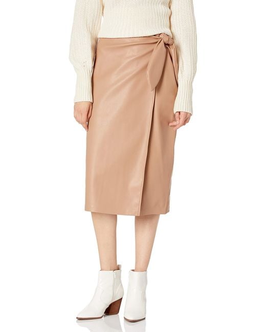 On Falda Midi Cruzada de Piel Sintética para Mujer The Drop de color Natural