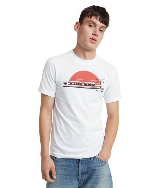 G-Star RAW White Sunrise Slim R T T-shirt for men
