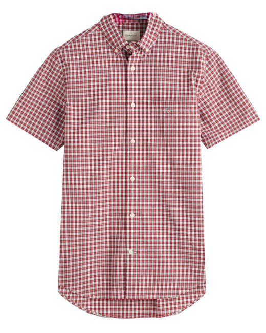 Gant Pink Reg Poplin Microcheck Ss Shirt for men