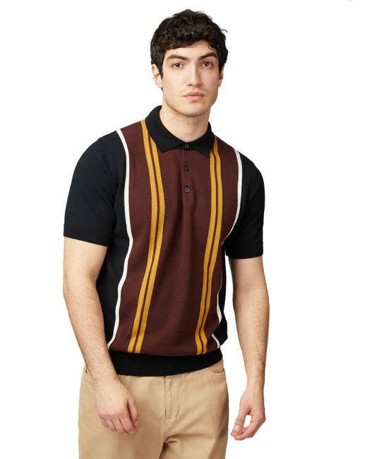 Polo in maglia verticale Stipe di Ben Sherman in Black da Uomo