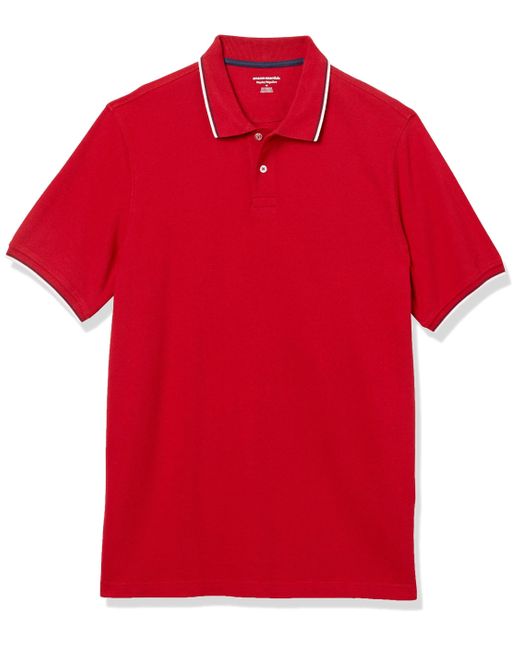 Amazon Essentials Red Regular-fit Cotton Pique Polo Shirt for men