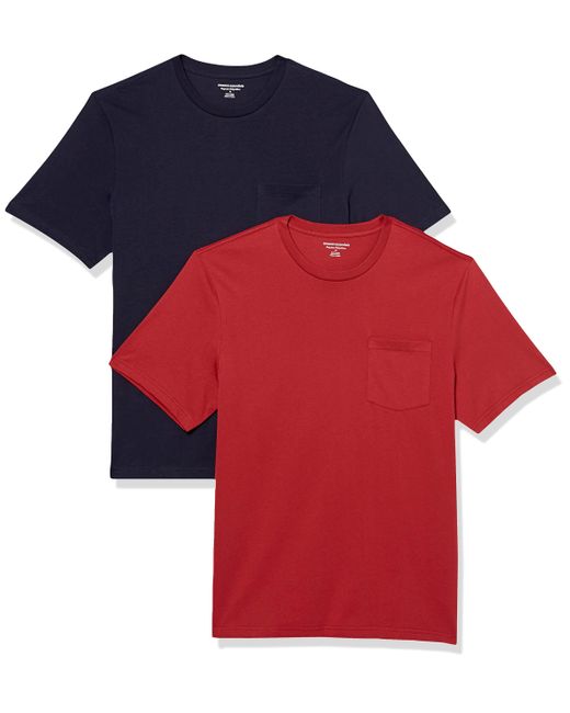 Amazon Essentials Red Regular-fit Short-sleeve Crewneck Pocket T-shirt for men