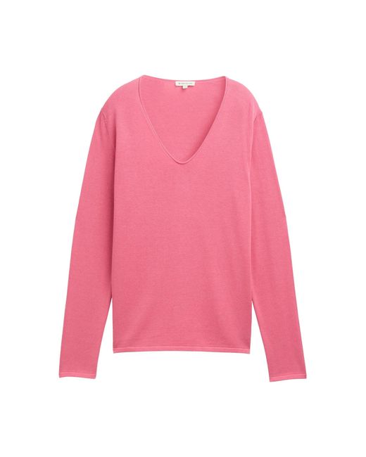 Tom Tailor Pink 1012976 Strickpullover mit V-Ausschnitt