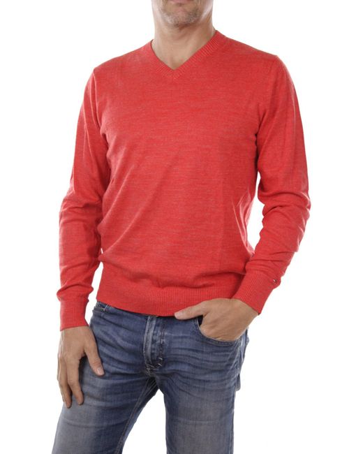Tommy Hilfiger Red Austin V Neck Sweater