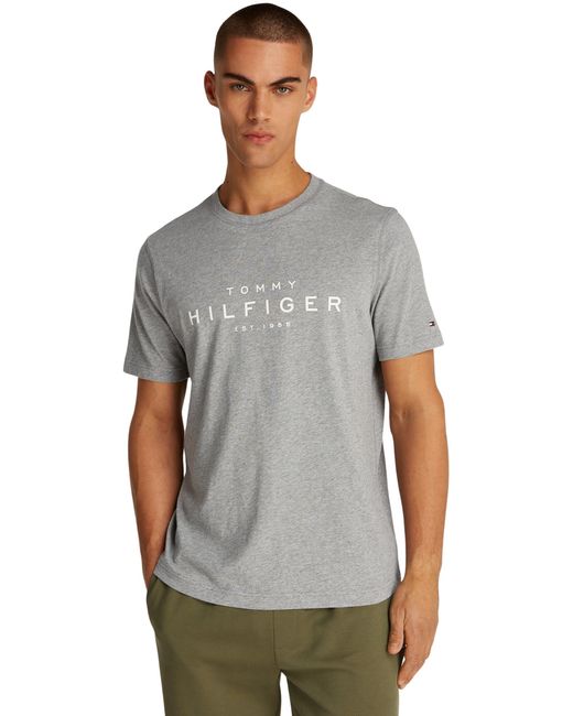 Tommy Hilfiger Big Rwb Hilfiger Tee Mw0mw37448 S/s T-shirt in het Gray voor heren