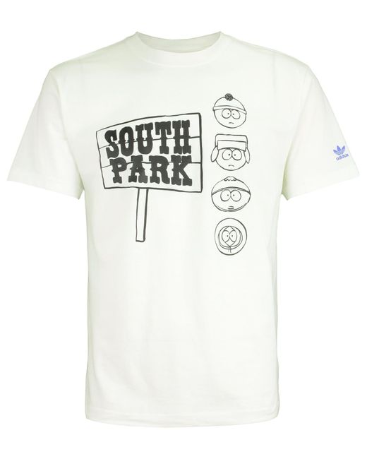 Adidas White Originals South Park Cotton T-shirt for men