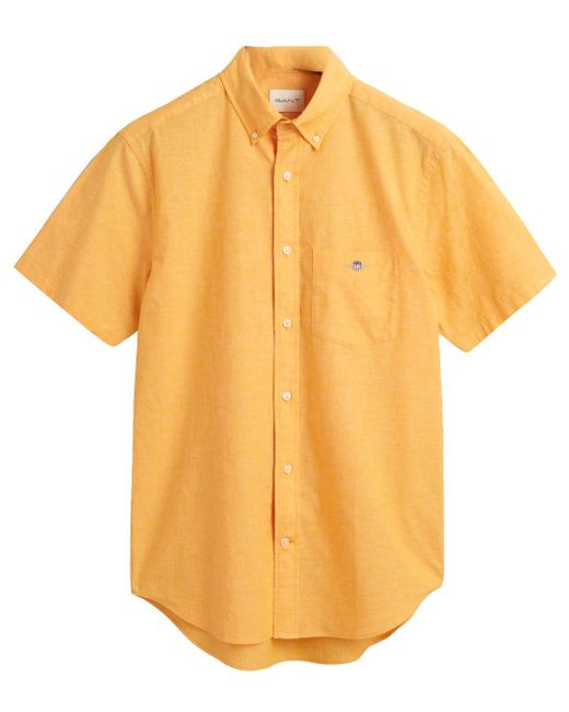 Gant Yellow Reg Cotton Linen Ss Shirt for men