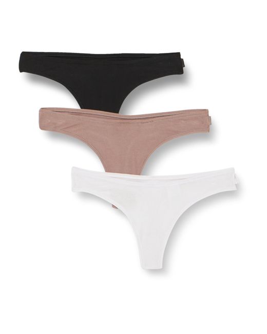 Pack de 3 Braguitas Tipo Tanga para Mujer Ideal Modal Ribbed de Canalé Calvin Klein de color White