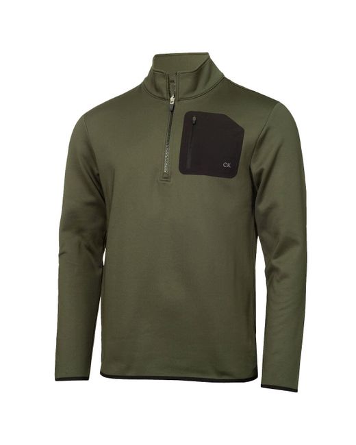 Maglione da golf da uomo Delta 2022 con mezza zip traspirante di Calvin Klein in Green da Uomo
