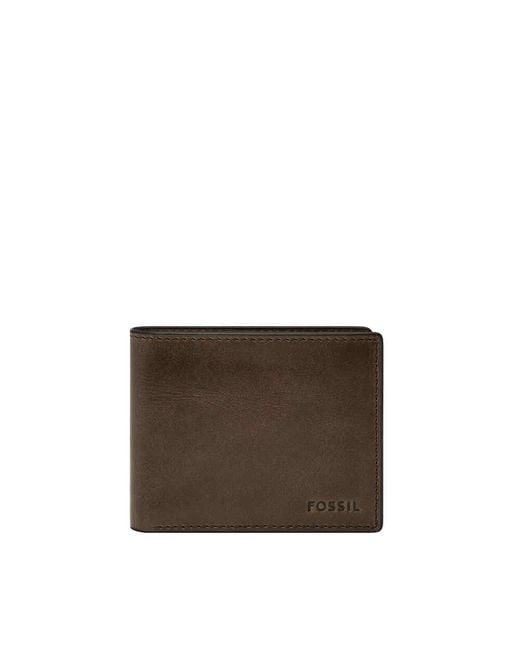 Fossil Derrick Reisezubehör-Bi-Fold-Brieftasche in Brown für Herren