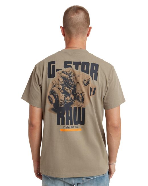 G-Star RAW Engine Back gr Loose r t T-Shirt in Brown für Herren