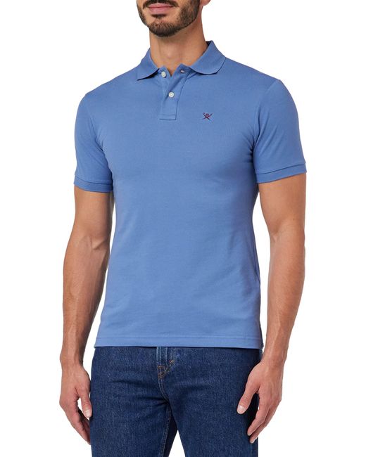 Hackett Slim Fit Logo Polohemd in Blue für Herren