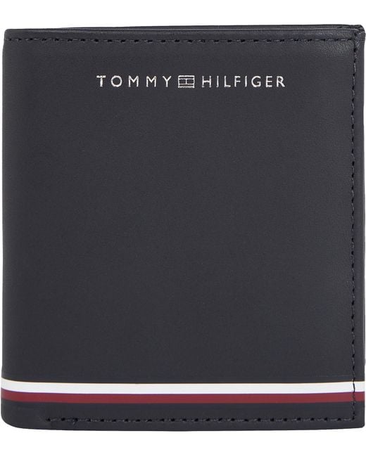 Tommy Hilfiger Black Smooth Trifold Wallet With Coin Compartment for men