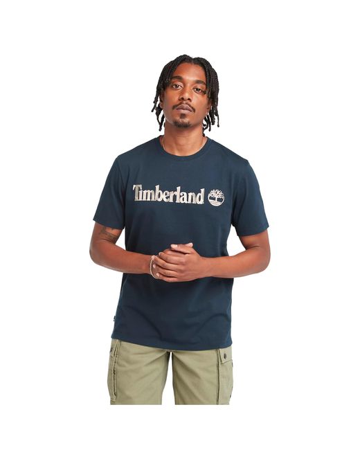 Timberland T-Shirt mit Camo Logo Linear Blau in Blue für Herren