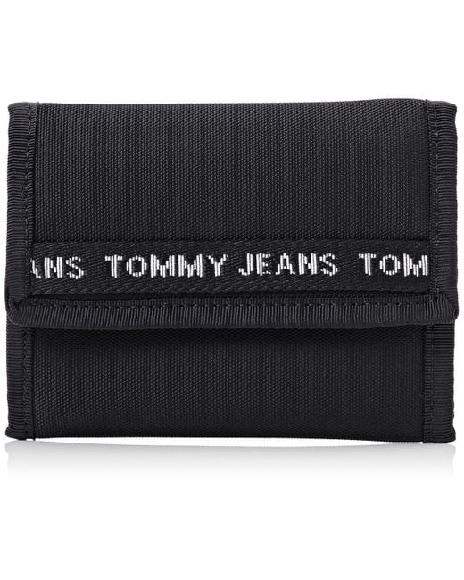 Tommy Hilfiger Black Essential Wallet Nylon Trifold With Coin Compartment for men