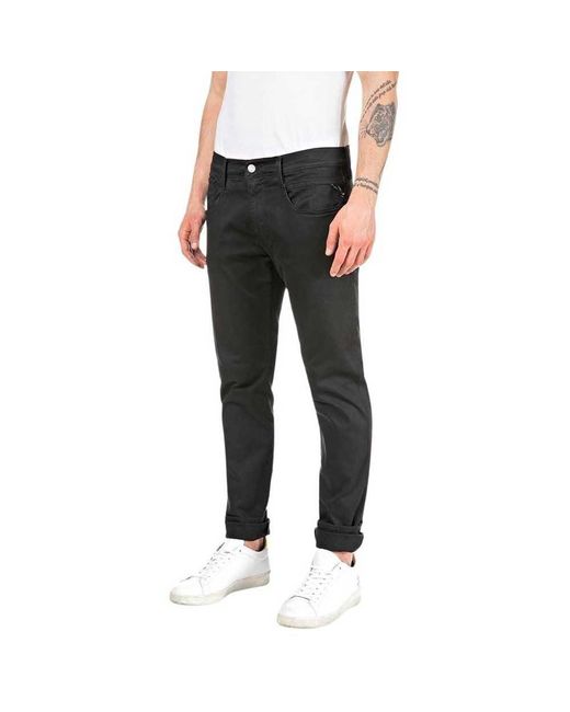 Anbass Hyperflex Colour Xlite Jeans di Replay in Black