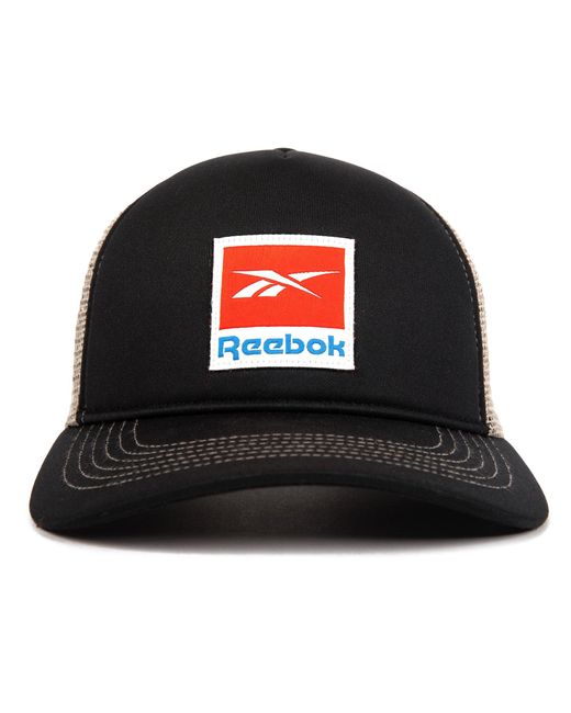 Reebok Black Trucker Mesh-back Cap With Adjustable Snapback For And