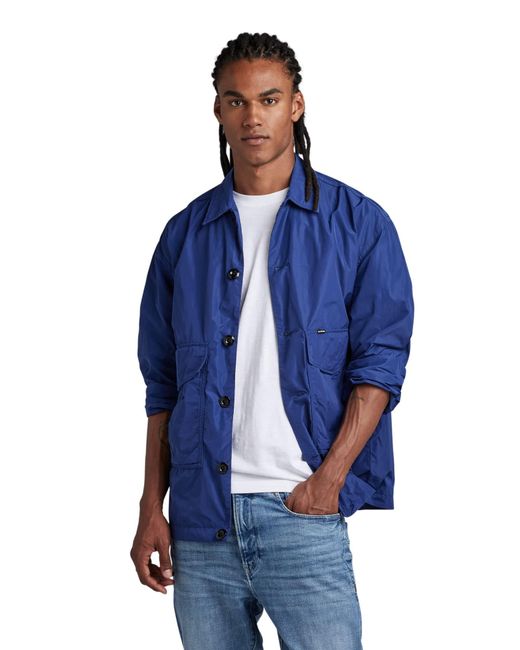 G-Star RAW Worker Oversized Overshirt in Blue for Men | Lyst