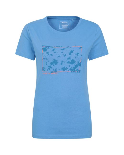 Mountain Warehouse Blue Printed Wms Digital Flower Organic T-shirt Cobalt 18