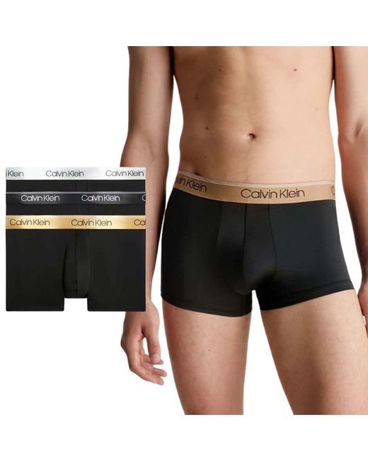 Calvin Klein Black 3 Microfiber Stretch Low Rise Trunks for men