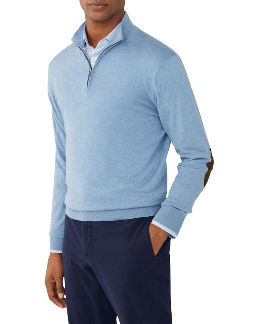 Hackett Blue Cotton Cashmere Hzip Knitwear for men