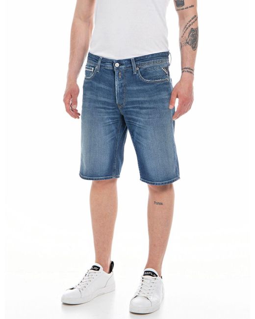 Replay Blue Jeans Shorts With Super Stretch
